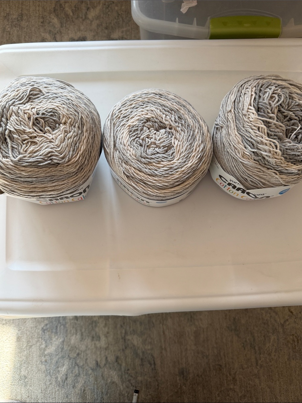 Caron Cotton Cakes 
Size 8.8oz ea
Color: Grayscale 
Lot of 3
NWT